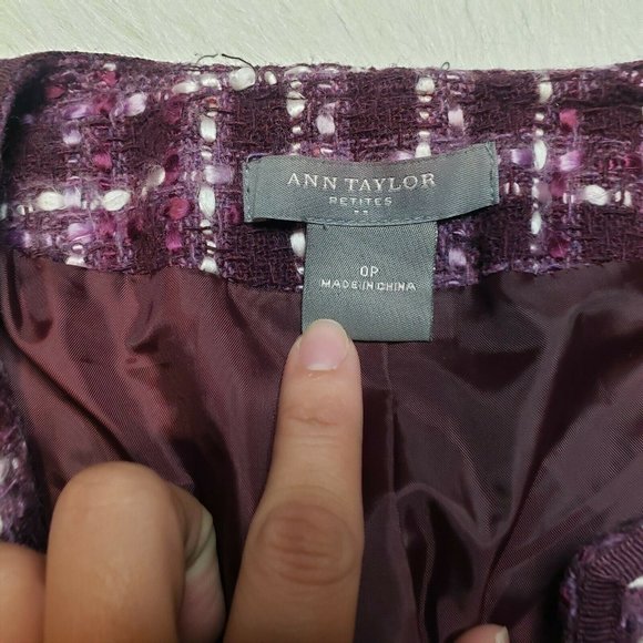 Ann Taylor Purple Tweed Open Blazer Acrylic WOOL - Picture 2 of 10